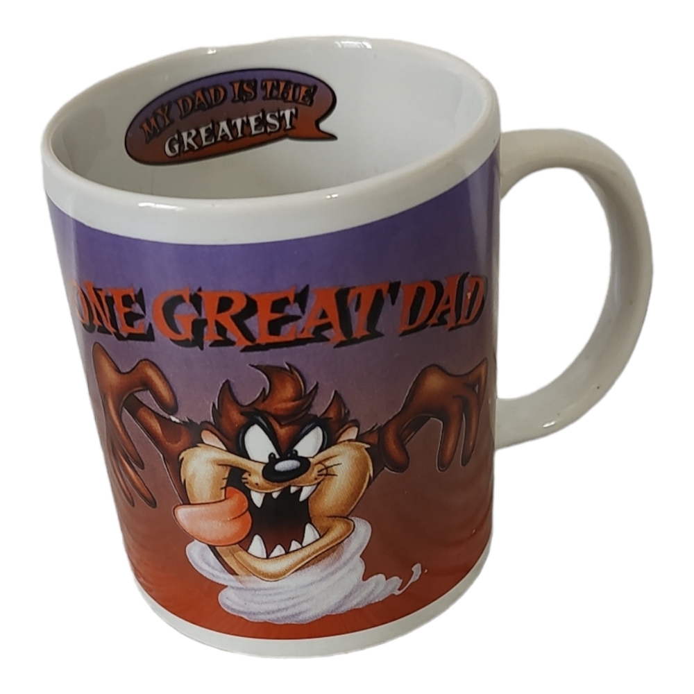 Vintage Y2K Looney Tunes Taz Tasmanian Devil Coffee Tea Mug One Great Dad